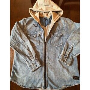 Levi's Justin Timberlake Fresh Leaves Mens Blue Denim Zip Hoodie Jacket Sz XL